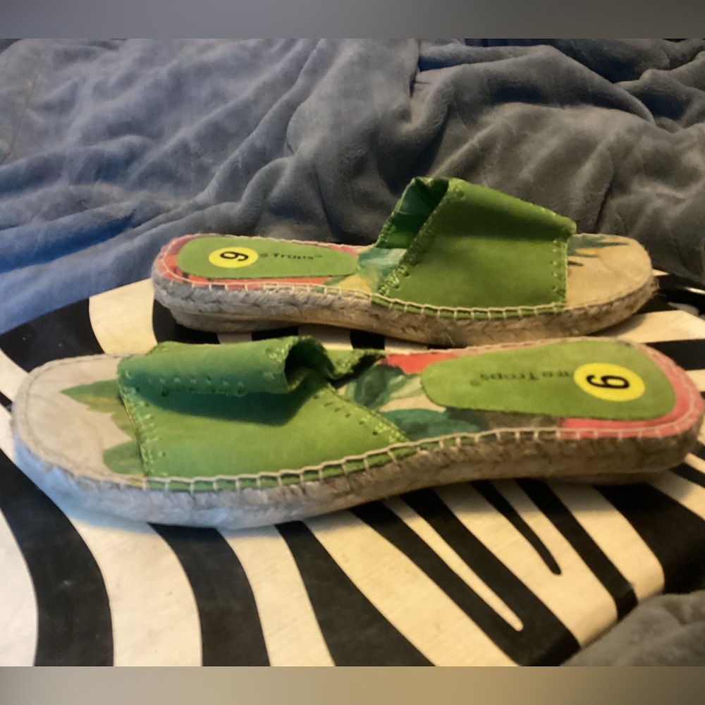 Bare Traps Lime green Suede Espadrille Slides, New - Picture 5 of 8